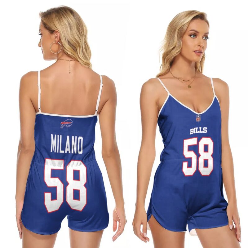 Buffalo Bills Matt Milano #58 NFL Legend Player American Football Game Royal Gift For Bills Fans V-neck Romper Jumpsuit RJ05156