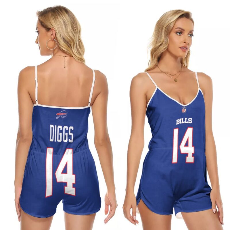 Buffalo Bills Stefon Diggs #14 NFL Legend Player American Football Game Royal Gift For Bills Fans V-neck Romper Jumpsuit RJ05077