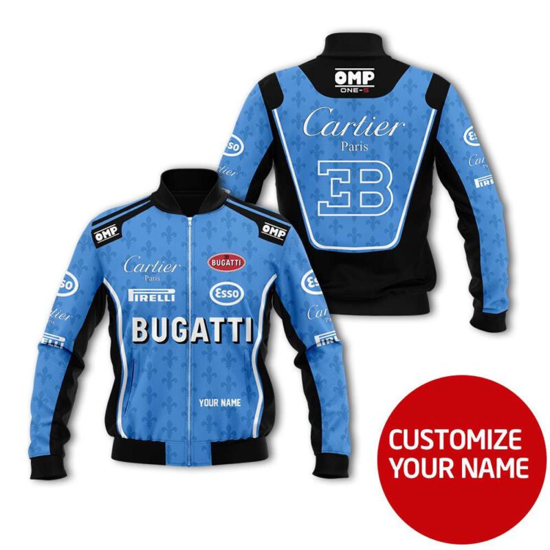 Bugatti Cartier Paris Auto Racing Team Costume 3D Personalized Design Gift With Custom Name For Bugatti Fans Bomber Jacket BJ03690