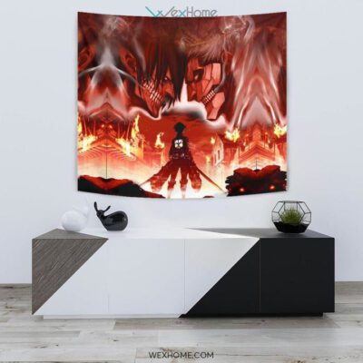Burning Attack on Titan Wall Anime Tapestry 2