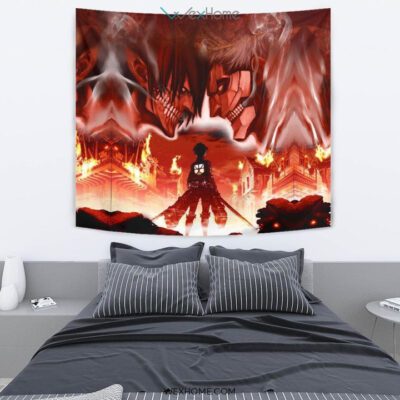 Burning Attack on Titan Wall Anime Tapestry 3