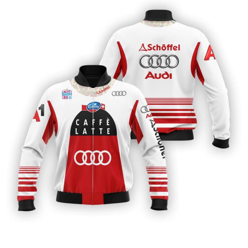 Caffe Latte Audi Schoffel Motorsport Auto Racing Team Moto Gp Motocross 3D Gift For Audi Fans Bomber Jacket BJ03797