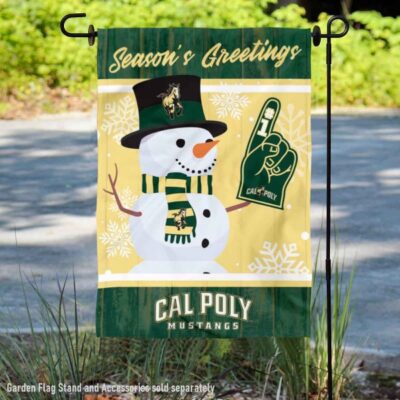 Cal Poly Mustangs Holiday Winter Snowman Greetings Garden Flag GF01386