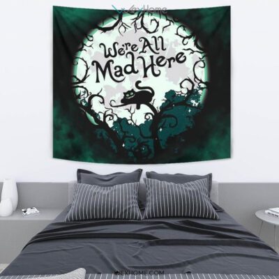 Cheesy Cat Tapestry Were All Mad Here Funny Gift 2
