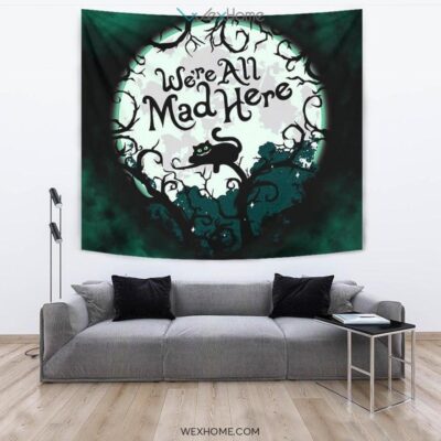 Cheesy Cat Tapestry Were All Mad Here Funny Gift 3