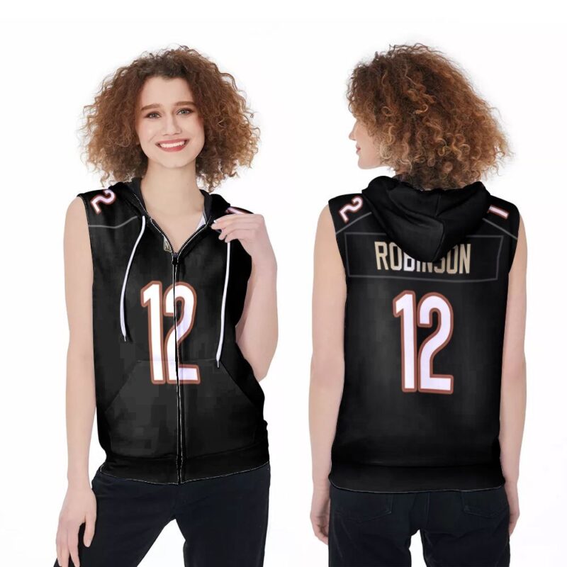 Chicago Bears Allen Robinson #12 NFL American Football Legacy Vintage Navy 3D Designed Allover Gift For Bears Fans Zip Sleeveless Hoodie ZSH0336