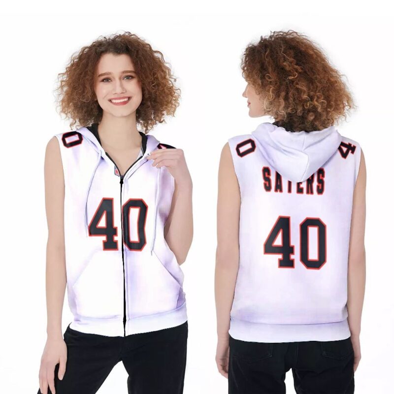 Chicago Bears Gale Sayers #40 Great Player NFL American Football Team Custom Game White 3D Gift For Bears Fans Zip Sleeveless Hoodie ZSH0078