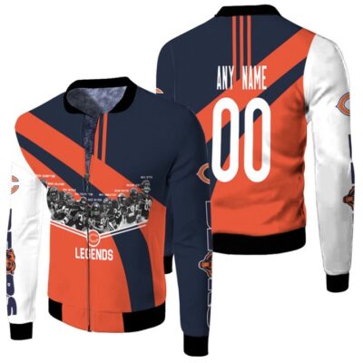 Chicago Bears Legends Great Team Champions Members List Gift With Custom Name Number For Bears Fans Fleece Bomber Jacket
