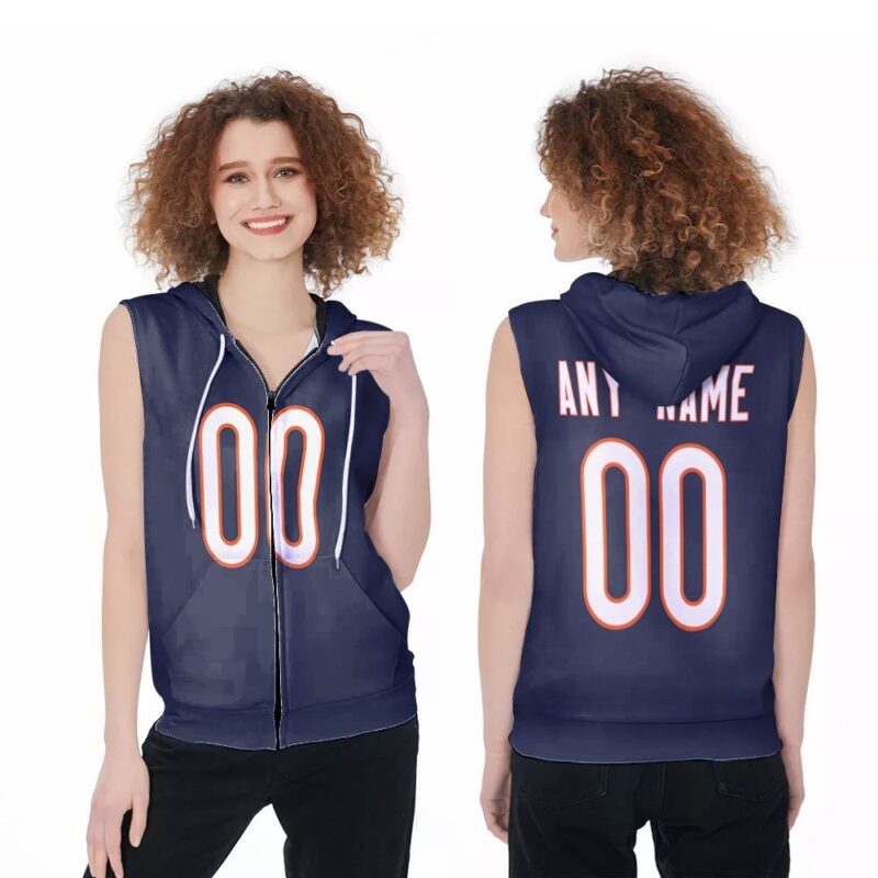 Chicago Bears NFL American Football Team Legacy Vintage Navy 3D Designed Allover Custom Gift For Bears Fans Zip Sleeveless Hoodie ZSH0034