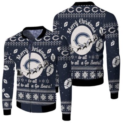 Chicago Bears To All And To All A Go Bears Ugly Christmas Festive Gift For Chicago Bears Fans Fleece Bomber Jacket