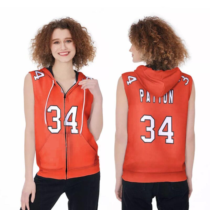 Chicago Bears Walter Payton #34 NFL Great Player American Football Team Custom Game Orange 3D Gift For Bears Fans Zip Sleeveless Hoodie ZSH0362