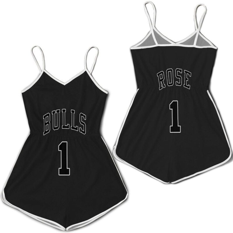 Chicago Bulls Derrick Rose 1 Nba Throwback Black Jersey Inspired Romper RJ02057