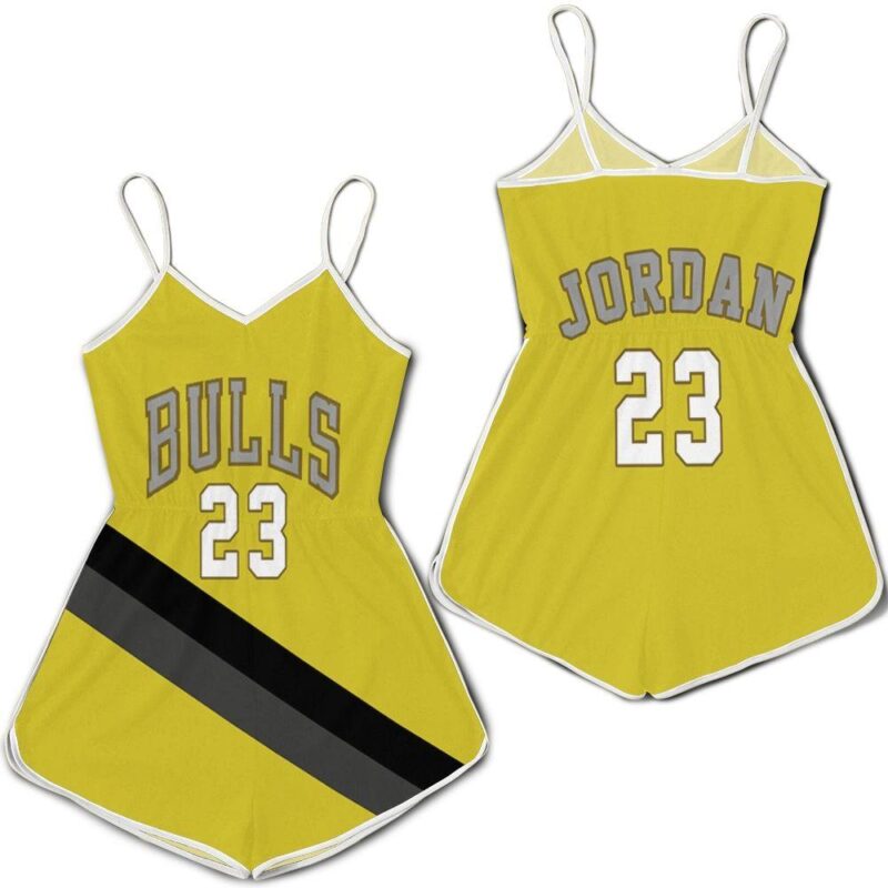 Chicago Bulls Michael Jordan 23 Nba Gold Jersey Romper RJ01955