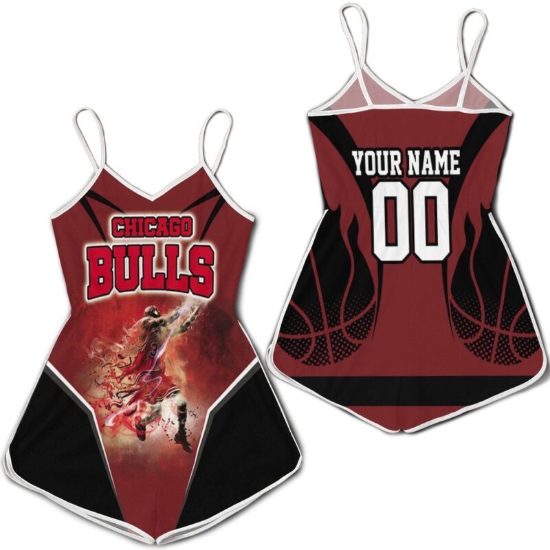 Chicago Bulls Michael Jordan Legends Fire Slam Dunk Personalized Romper RJ02545