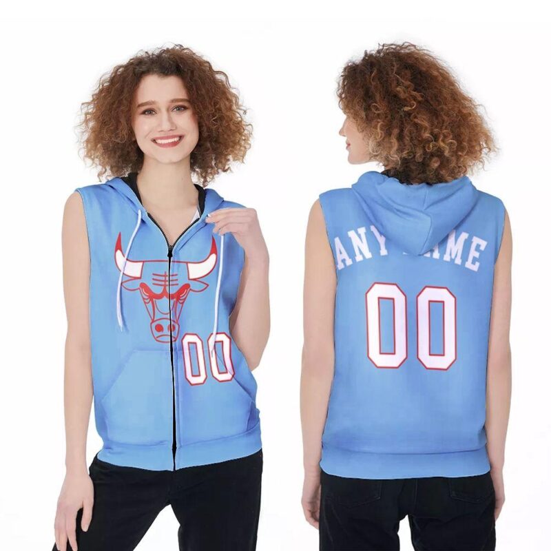 Chicago Bulls NBA Basketball Team Logo 2020 City Edition New Arrival Blue Jersey Style Custom Gift For Bulls Fans Zip Sleeveless Hoodie ZSH0117