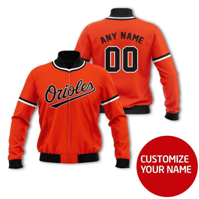 Cicinati Orioles Baseball Team Orange Personalized Gift With Custom Number Name For Orioles Fans Bomber Jacket BJ04000