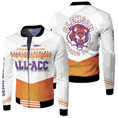 Clemson Tigers 2021 NCAA 16 Tigers Named To All-Acc Teams NFL Gift For Clemson Fans Fleece Bomber Jacket