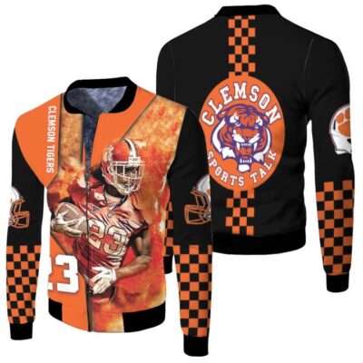 Clemson Tigers 2021 NCAA Andrew Booth Jr 23 NFL Legendary Captain Gift For Clemson Fans Fleece Bomber Jacket