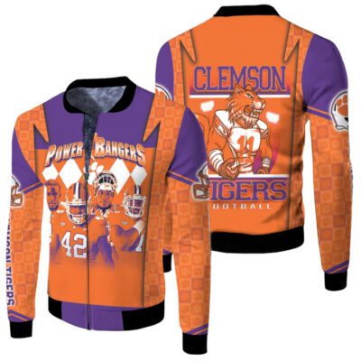 Clemson Tigers 2021 NCAA Power Rangers NFL Legends American Football Gift For Clemson Fans Fleece Bomber Jacket