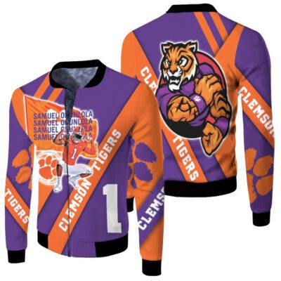 Clemson Tigers 2021 NCAA Samuel Okunlola 1 Legend NFL Gift For Clemson Fans Fleece Bomber Jacket