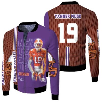 Clemson Tigers 2021 NCAA Tanner Muse 19 Great Player NFL Signature Gift For Clemson Fans Fleece Bomber Jacket