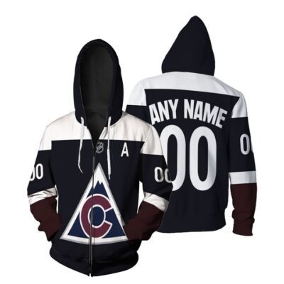 Colorado Avalanche NFL Ice Hockey Logo Team 2020 Navy Jersey 3D Custom Gift For Avalanche Fans Zip Hoodie ZH00389