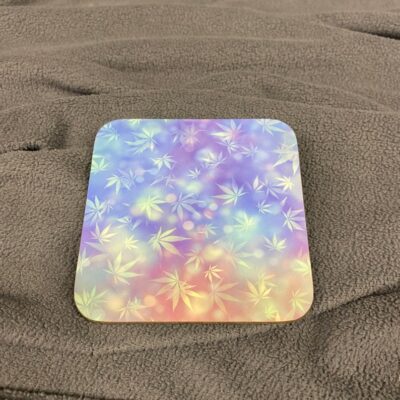 Colorful Cannabis Leafs Drinkware Coaster Set of 4 2