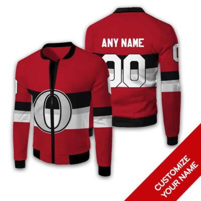 Columbus Blue Jackets #00 Personalized Red Jersey Style Gift With Custom Number Name For Jackets Fans Fleece Bomber Jacket