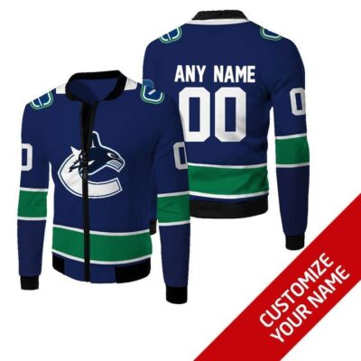 Columbus Blue Jackets #00 Personalized Union Blue Jersey Style Gift With Custom Number Name For Jackets Fans Fleece Bomber Jacket