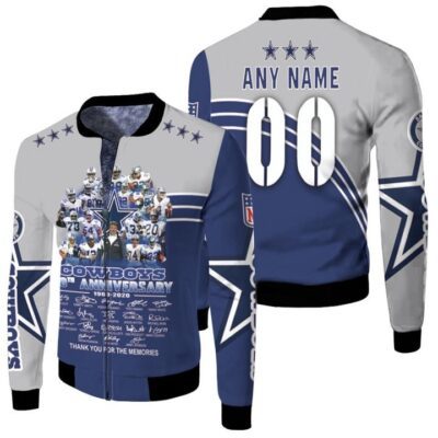 Dallas Cowboys 60th Anniversary Thank You For The Memories Legends Signed NFL Gift With Custom Name Number For Cowboys Fans Fleece Bomber Jacket