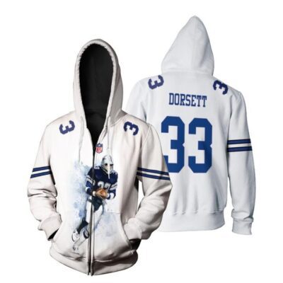 Dallas Cowboys Tony Dorsett 33 NFL Legends American Football White 2019 3D Gift For Cowboys Fans Zip Hoodie ZH00797