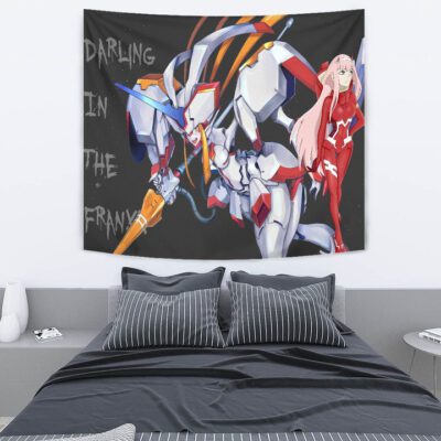 Darling In The Franxx Anime Tapestry - Zero Two Red Bodysuit Artwork And Strelizia Tapestry Wall Hanging 2 Darling In The Franxx Anime Tapestry Zero Two Red Bodysuit Artwork And Strelizia Tapestry Wall Hanging 2