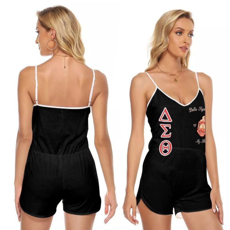 Delta sigma theta sorority logo 3d designed for delta sigma theta sorority lovers V-neck Romper Jumpsuit RJ00859