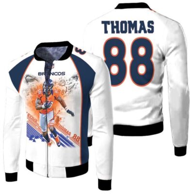 Demaryius Thomas 88 Denver Broncos Vapor Untouchable 2019 White Gift For Broncos Fans Fleece Bomber Jacket