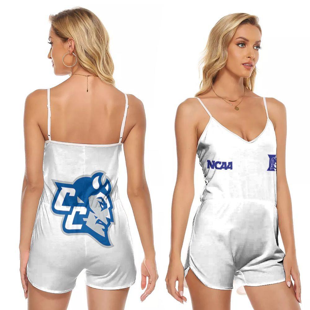 Duke-Blue-Devils-Ncaa-Classic-White-With-Mascot-Logo-Gift-For-Duke-Blue-Devils-Fans-V-neck-Romper-Jumpsuit-RJ01371 Duke Blue Devils Ncaa Classic White With Mascot Logo Gift For Duke Blue Devils Fans V-neck Romper Jumpsuit RJ01371