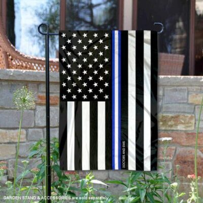EMS and Doctors Blue Thin Line Garden Flag GF01045