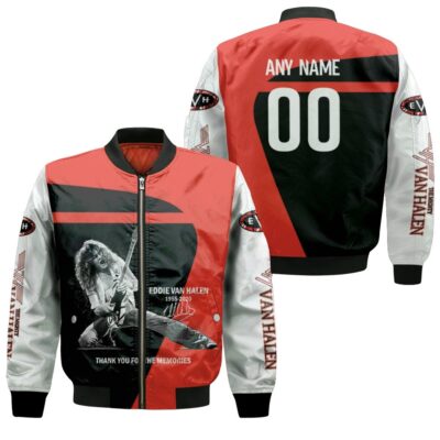 Eddie Van Halen 1955 2020 Thank You For The Memories Gift With Custom Name Number For Eddie Van Halen Fans Bomber Jacket BJ00937