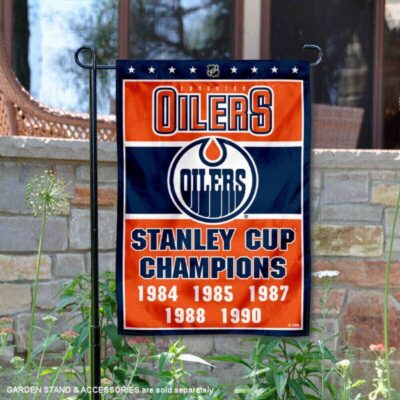 Edmonton Oilers 5 Time Stanley Cup Champions Garden Flag GF01162
