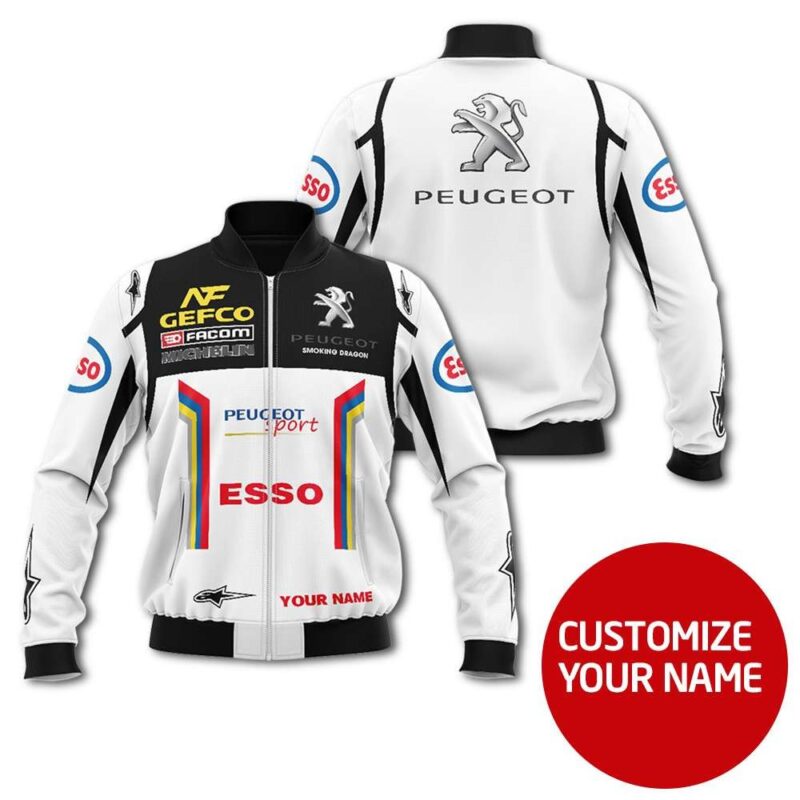 Esso Oeugeot Auto Racing Team Costume 3D Personalized Design Gift With Custom Name For Esso Fans Bomber Jacket BJ03781