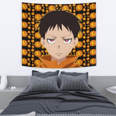 Fire Force Anime Tapestry Shinra Kusakabe Red Eye E Letter Fire Patterns Tapestry Wall Hanging 2