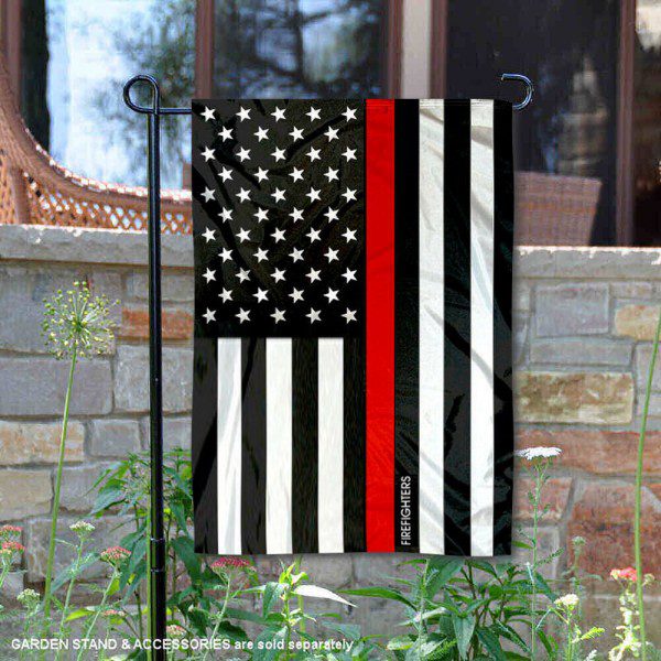 Firefighters-Red-Thin-Line-Garden-Flag-GF01031 Firefighters Red Thin Line Garden Flag GF01031