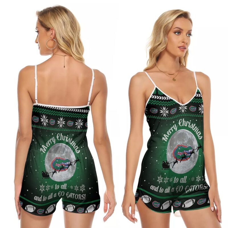 Florida Gators Merry Christmas To All And To All A Go Gators Football Logo Gift For Gators Fans Christmas Holiday V-neck Romper Jumpsuit RJ01591