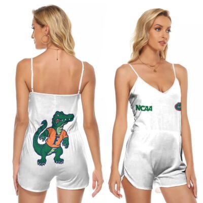 Florida Gators Ncaa Classic White With Mascot Logo Gift For Florida Gators Fans V-neck Romper Jumpsuit RJ01242