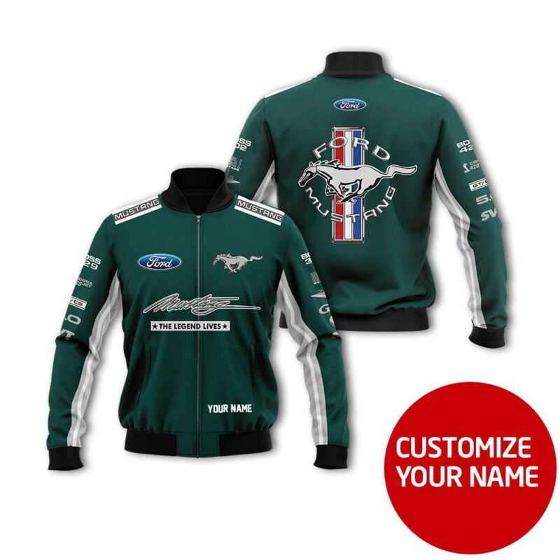Ford Mustang Auto Racing Team Costume 3D Personalized Design Gift With Custom Name For Ford Mustang Fans Bomber Jacket BJ03633