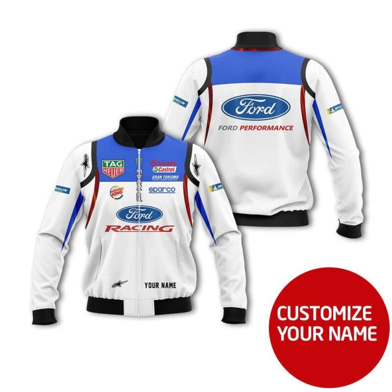 Ford Racing Karts Auto Racing Team Costume 3D Personalized Design Gift With Custom Name For Ford Fans Bomber Jacket BJ04006