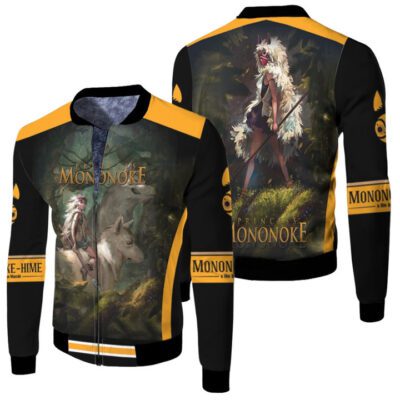 Forest Princess Mononoke And Moro-No-Kimi The Symbo In The Forest Mononoke Hime Gift For Mononoke Fans Fleece Bomber Jacket