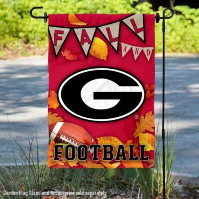 Georgia Bulldogs Fall Football Autumn Leaves Decorative Garden Flag GF00515