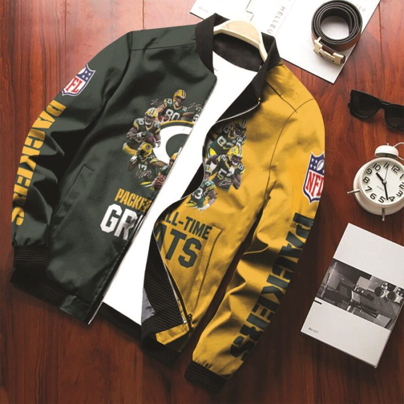 Green Bay Packers All Time Greats Players Signatures NFL American Football Team Logo Team Gift For Packers Fans Bomber Jacket BJ00708