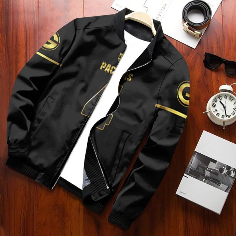 Green Bay Packers Brett Favre #4 NFL Team Logo Black Golden Edition Vapor Limited Jersey Style Gift For Packers Fans Bomber Jacket BJ00557