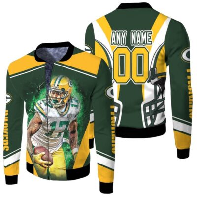 Green Bay Packers Davante Adams 00 Any Name Green Jersey Style Gift With Custom Number Name For Packers Fans Fleece Bomber Jacket
